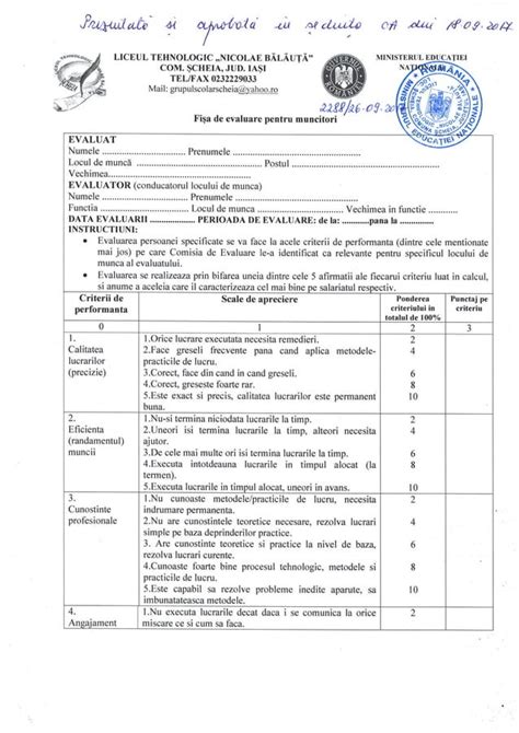 Fisa De Evaluare Personal Nedidactic PDF