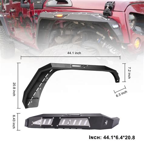 Front And Rear Fender Flares with LED Lights Chrome Steel for (2007 ...