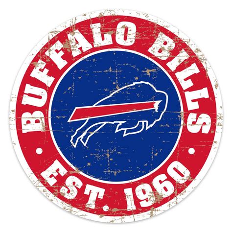 NFL Buffalo Bills Round PVC Distressed Logo Wall Sign, 22-in | Canadian ...