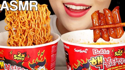 Asmr Nuclear Fire Cup Noodlesandtteokbokki Eating Challenge Mukbang 핵불닭