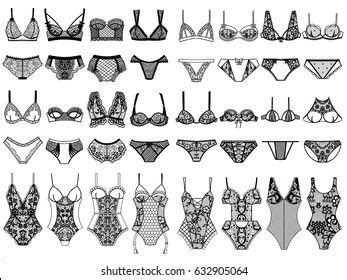 Collection Lingerie Bra Set Vector Illustrations Stock Vector Royalty