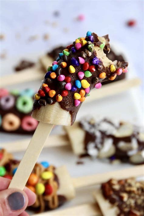 Chocolate Covered Frozen Banana Pops The BakerMama