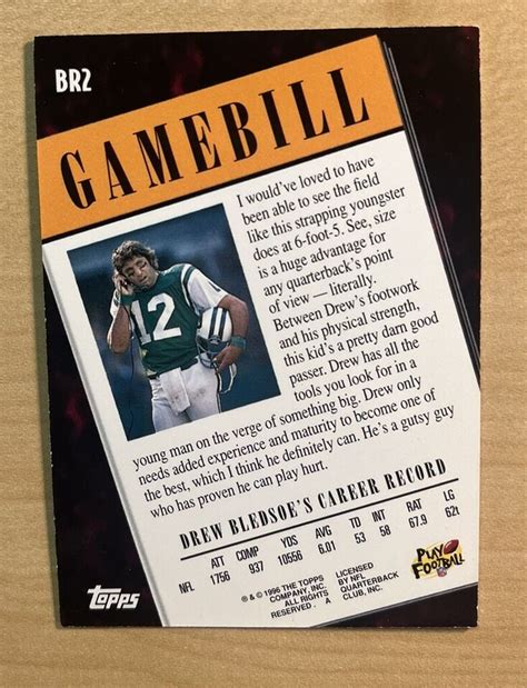 Drew Bledsoe Joe Namath Topps Broadway Review Holo Card Br Nm