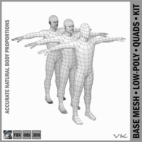 D Model Male Low Poly Base Mesh In T Pose Vr Ar Low Poly Cgtrader