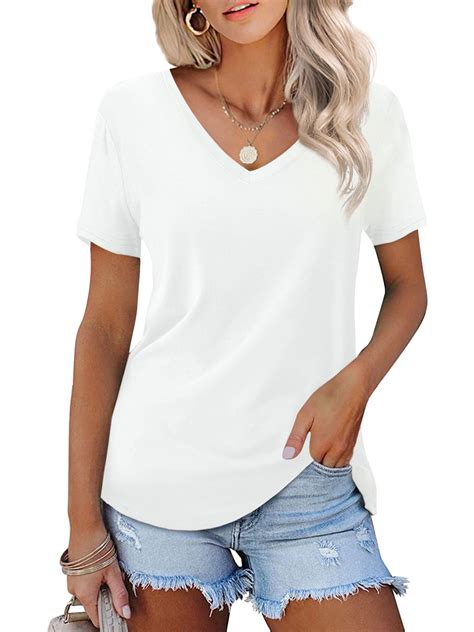 Amoretu Women S Trendy V Neck Blouses Short Sleeve Summer Casual Tops