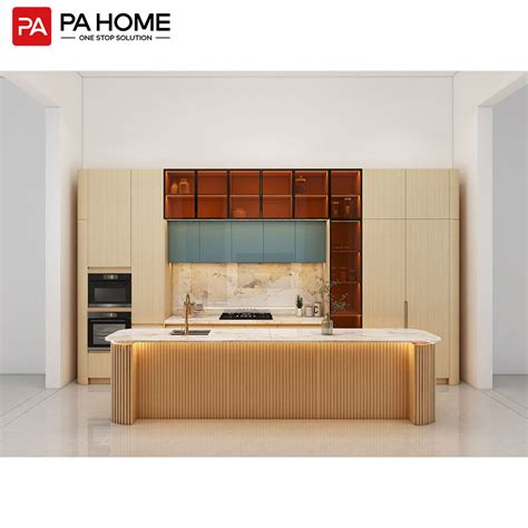 Pa Modern Modular Glass Wall Kitchen Furniture Melamine Mdf Kitchen