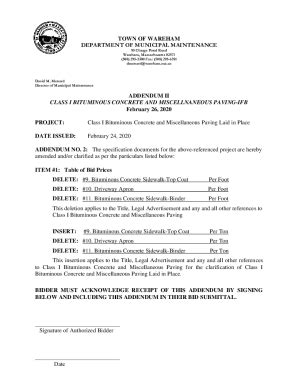 Fillable Online Addendum Ii Class I Bituminous Concrete And Fax