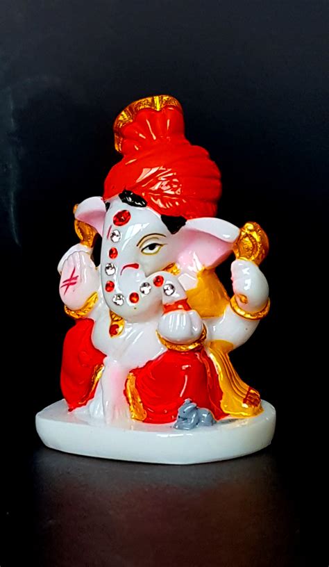 Feta Ganesh Idol For Car Dashboard Home Decor Temple And Gift