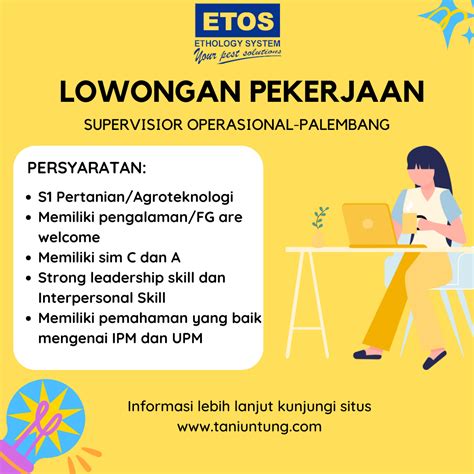 Lowongan Kerja Pertanian Supervisor Operasional Di Pt Etos Indonusa