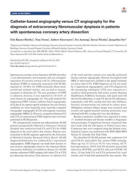 PDF Catheter Based Angiography Versus CT Angiography For The