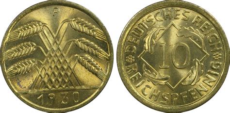 Weimar Republik 10 Reichspfennig 1930 F Reichspfennig Stgl Fein PCGS