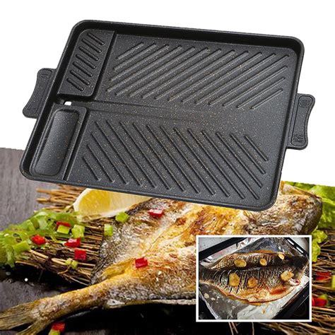 37 5x26cm Aluminum Alloy Barbecue Bbq Plate Pan Grill Non Stick Smokeless Hob Party Sale