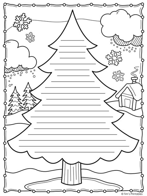 Christmas Tree Writing Paper Templates Tims Printables