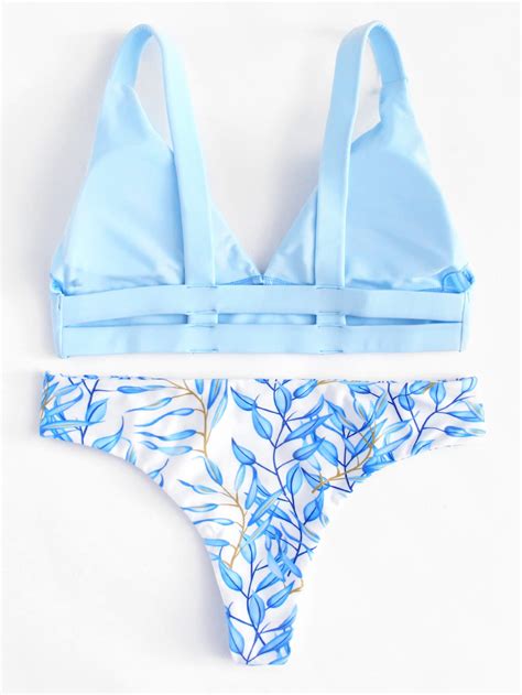 Leaf Print Bikini Set Shein Sheinside