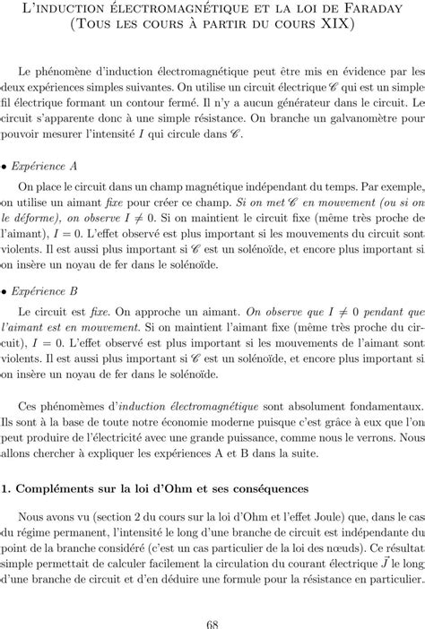 L Induction Lectromagn Tique Et La Loi De Faraday Tous Les Cours