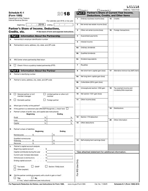 IRS Form 1065 Schedule K-1 - 2018 - Fill Out, Sign Online and Download Fillable PDF | Templateroller