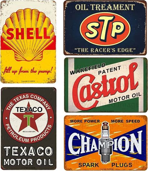 Vintage Auto Motorcycle Oil Gasoline Metal Tin Signs Retro Garage Metal ...