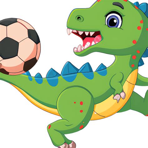 Bonito Dinossauro De Desenho Animado Jogando Futebol Creative Fabrica