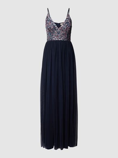 Lace Beads Abendkleid Mit Pailletten Dunkelblau Online Kaufen