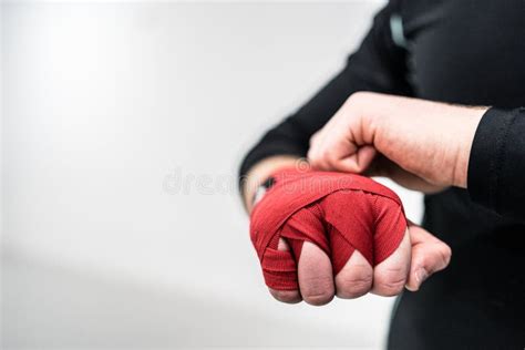 MMA Boxing Fighter Putting Hand Wraps on Hands Stock Image - Image of ...