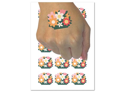 Pocket Of Posies Flower Bouquet Temporary Tattoo Water Resistant Fake Body Art Set Collection 1