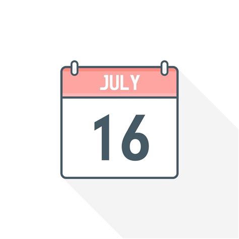 16th July calendar icon. July 16 calendar Date Month icon vector ...