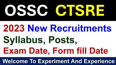 OSSC CTSRE 2023 Recruitment Syllabus POSTS Ossc Osscexam