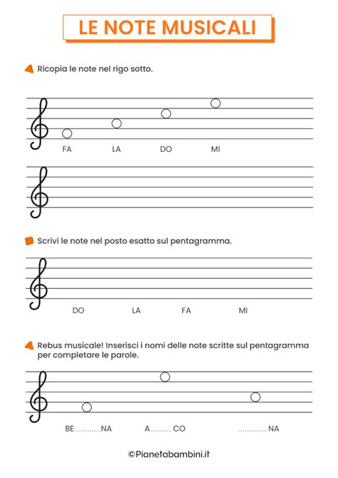 Le Note Musicali Schede Didattiche Per La Scuola Primaria