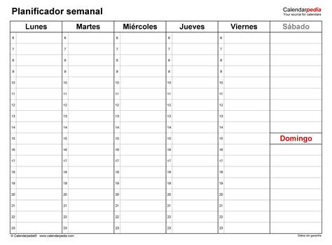 Planificador Semanal Excel