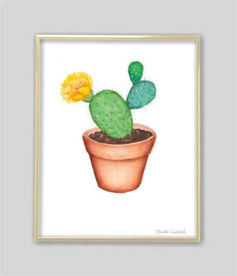 Cactus Painting Succulent Watercolor Art Set Plant Wall Art Cute