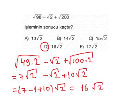 9 Sınıf Köklü Sayılar Çözümlü Sorular 3 →