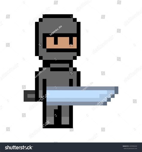 Vector Pixel Art Black Ninja Pixel Stock Vector Royalty Free