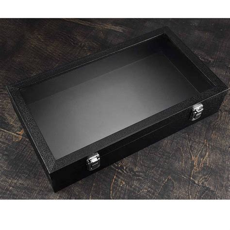 1 Glass Top Black Jewelry Box Gem Gemstone Display Case Holder Clear L