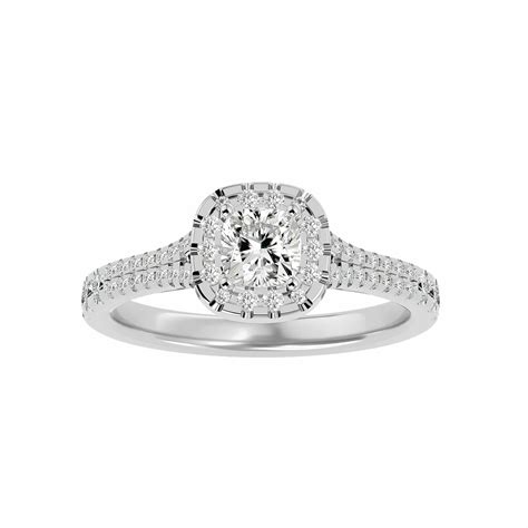 Lucy Cushion Cut Halo Engagement Ring Split Band Setting Skygem