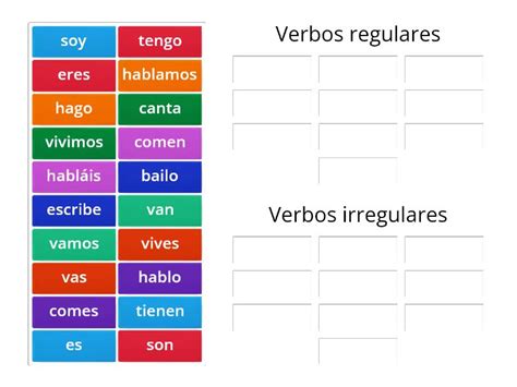 Verbos Regulares Irregulares En Presente Group Sort