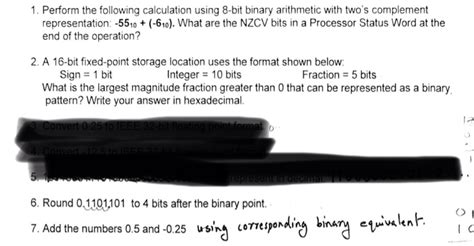 Solved 1 Perform Following Calculation Using 8 Bit Binary