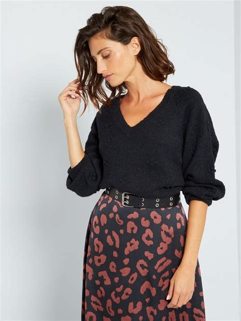 Pull En Maille Fantaisie Jdy Noir Kiabi