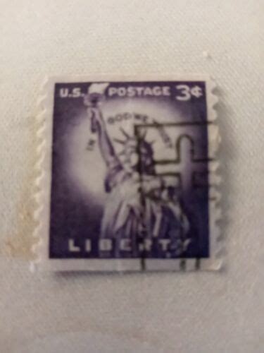 Rare Us Postage Stamp Cent Liberty Used Purple Lady Statue Of Liberty