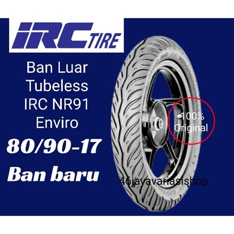 Jual BAN LUAR TUBELESS IRC NR91 ENVIRO 80 90 17 70 90 17 TUBLES FREE