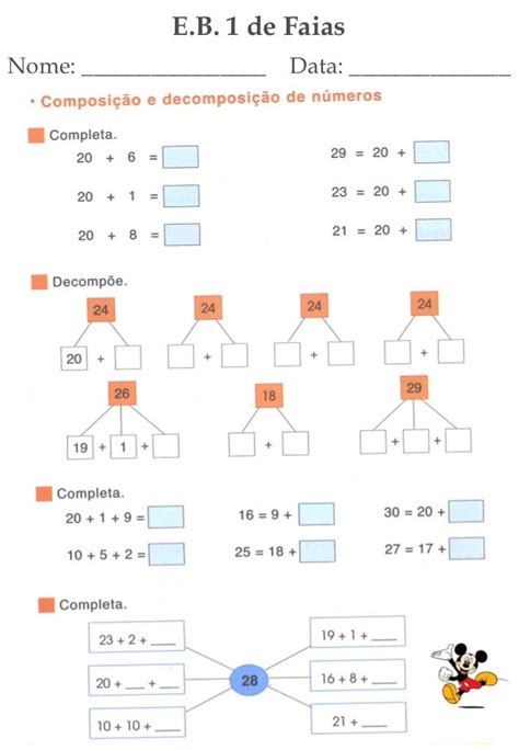 2º Ano Matemática Ficha De Trabalho Composição E Decom