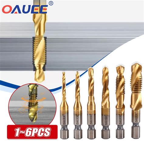 Oauee Hex Shank Titanium Plated Hss Screw Thread Metric Drill Bits