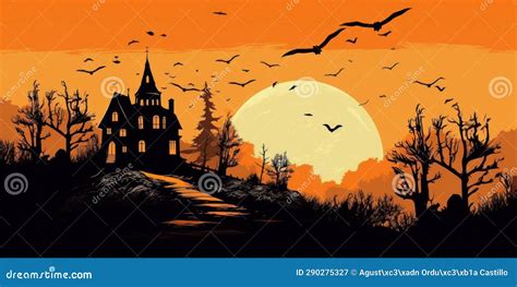 Cartoon Landscape for Halloween Poster. Stock Illustration ...