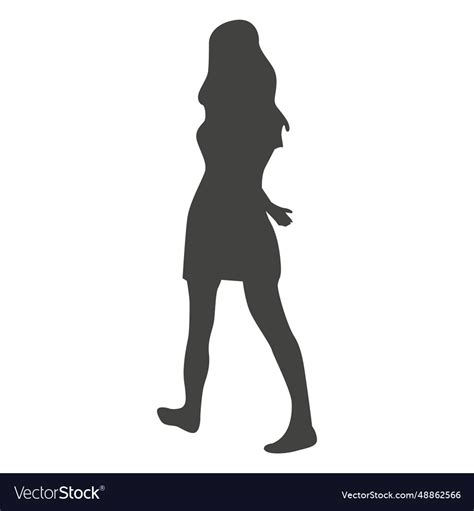 Girl walking barefoot silhouette 1 Royalty Free Vector Image