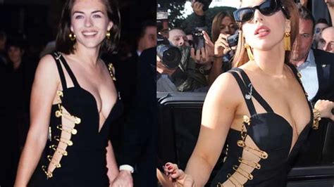 Lady Gaga Copies Liz Hurley S Iconic Versace Safety Pin Dress Mirror Online