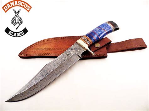 Damascus Steel Hunting Knife with Leather Sheath | Damascus Blades