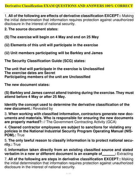 Derivative Classification EXAM QUESTIONS AND ANSWERS 100 CORRECT