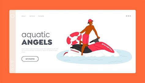 Premium Vector Aquatic Angels Landing Page Template Lifeguard Male