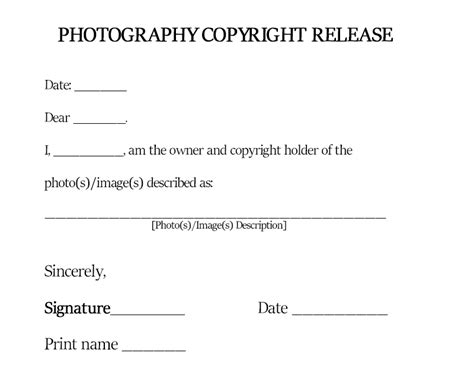 Printable Copyright Release Form For Graphic Design Printable Forms