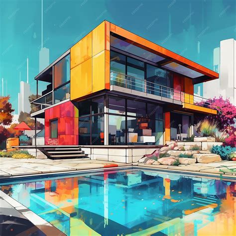 Premium Photo Modern House Design And Architecture Colorful Illustration