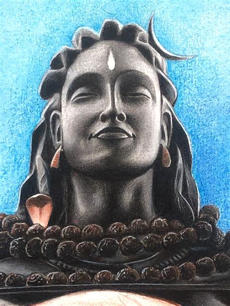 Painting Of Adiyogi Shiva By Kuldip Jathar Pencil Color On Paper